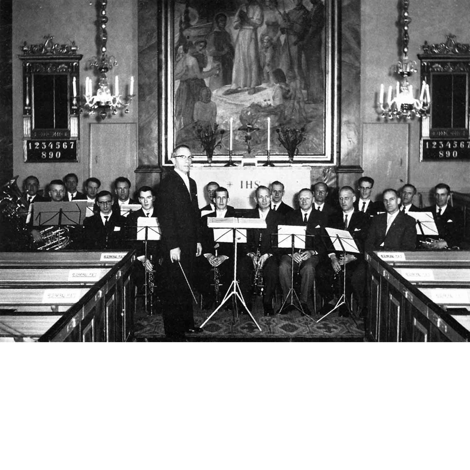 Orrefors musikkår första kyrkokonsert i början av 1960 i Hälleberga Kyrka