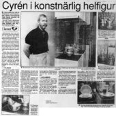 Pressklipp, utställningen; Gunnar Cyrén - Glas, silver, stål och plast, Det bästa under 30 år.