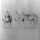 Norhörning "Djur I Världen" skisser till gjutna glasföremål, 1993.