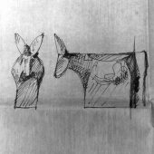 Åsna "Djur I Världen" skisser till gjutna glasföremål, 1993.