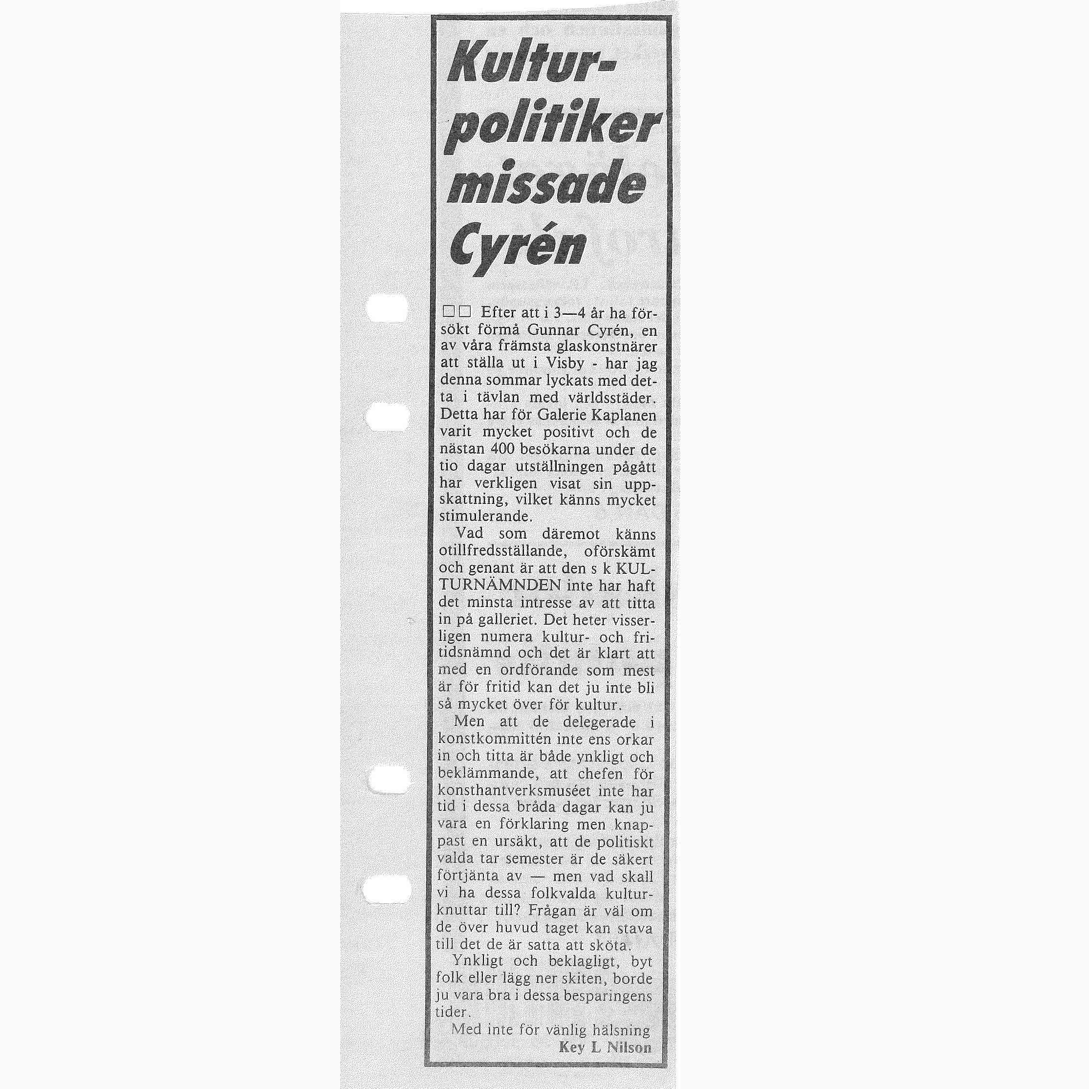 1992 Pressklipp Gotland