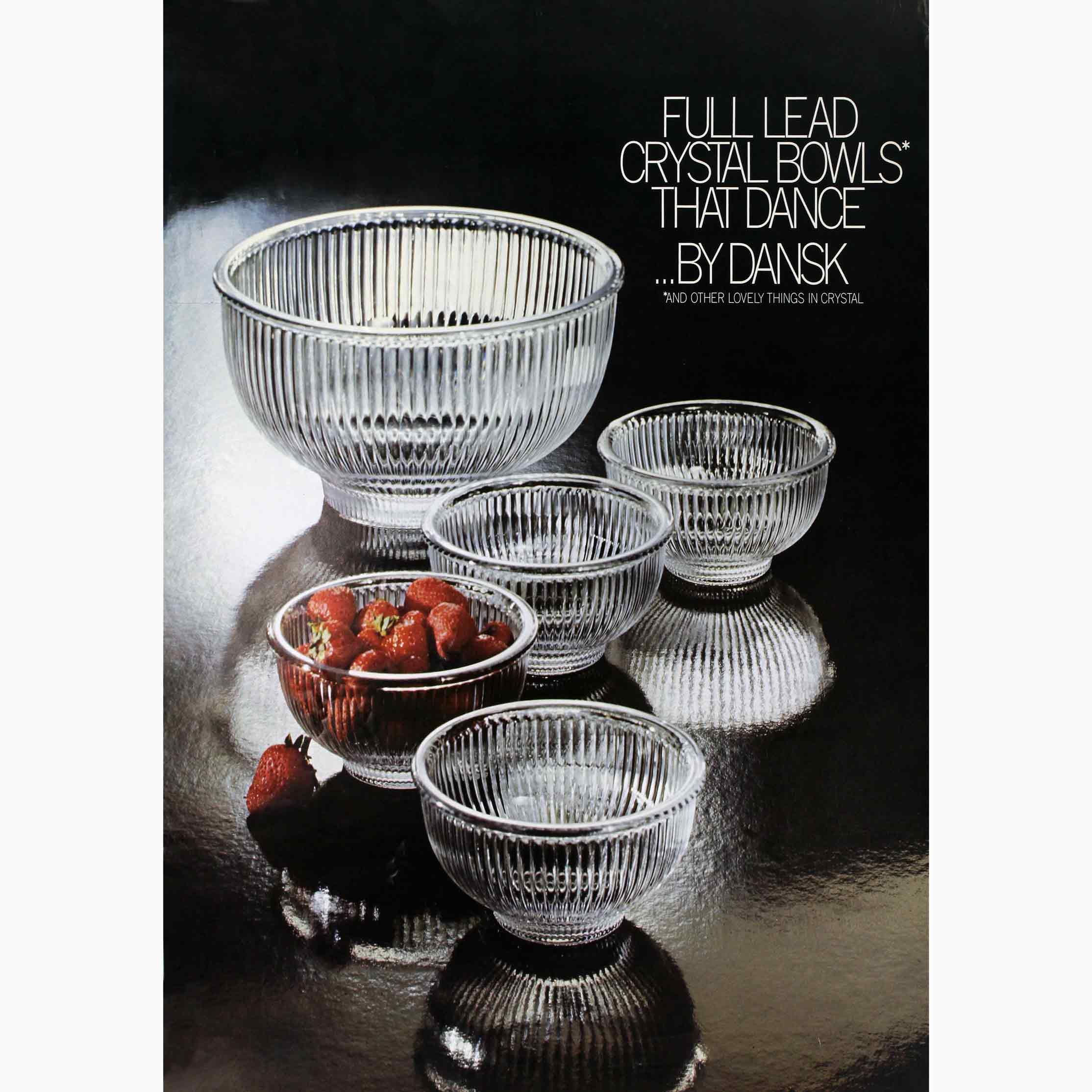 Dansk Design Ltd, annons, Skålserie i glas. 1978
