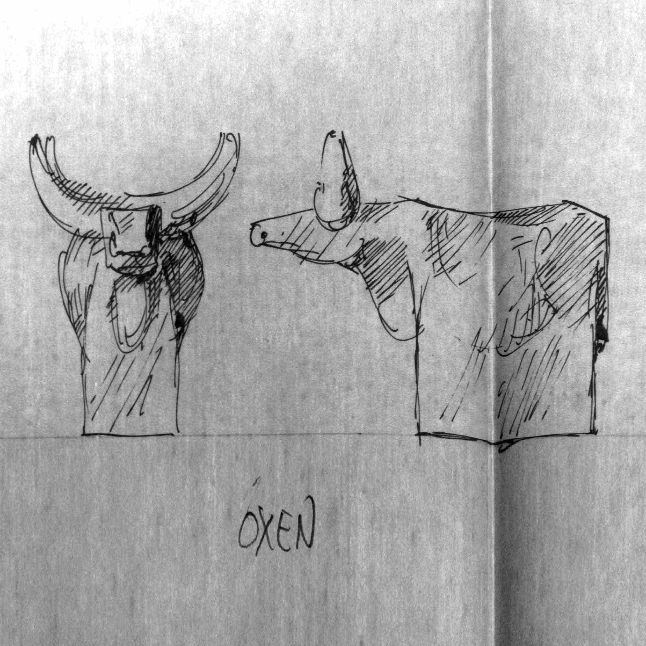 Oxe "Djur I Världen" skisser till gjutna glasföremål, 1993.