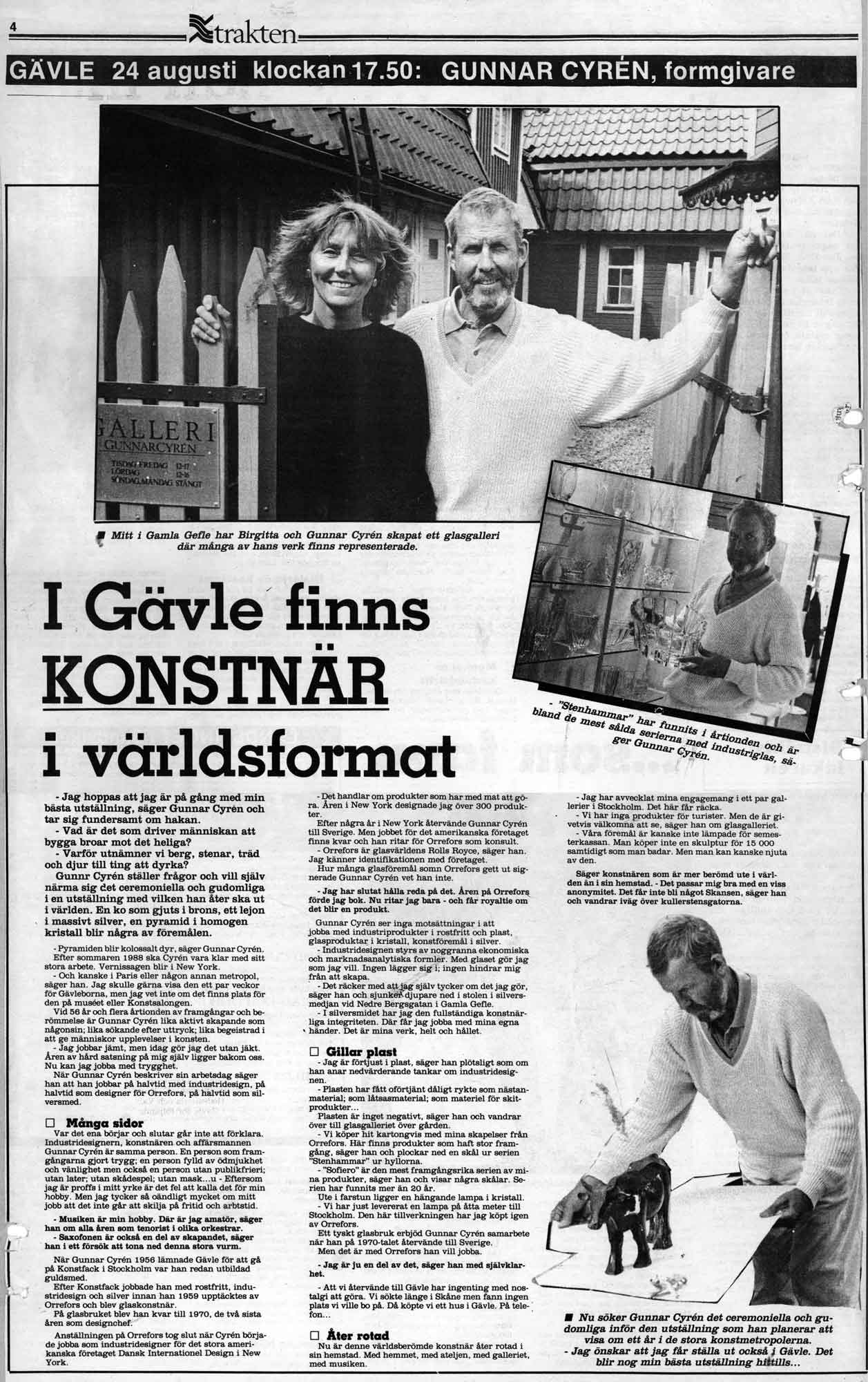 Inför Eriksgatan, reportage Gefle Dagblad, 24 aug 1987
