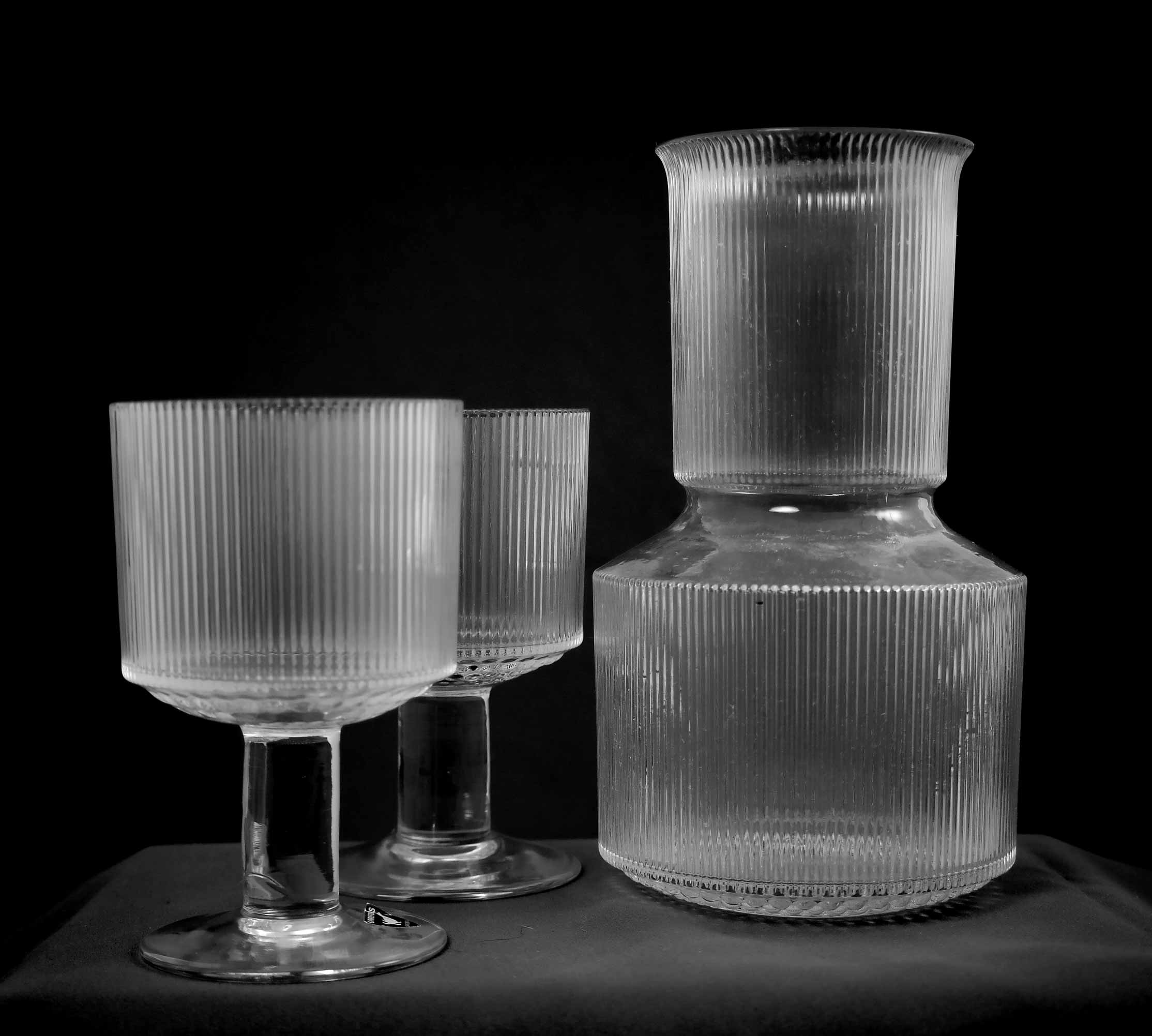 Servisglas "Artic" fastblåst i stålform, 1968